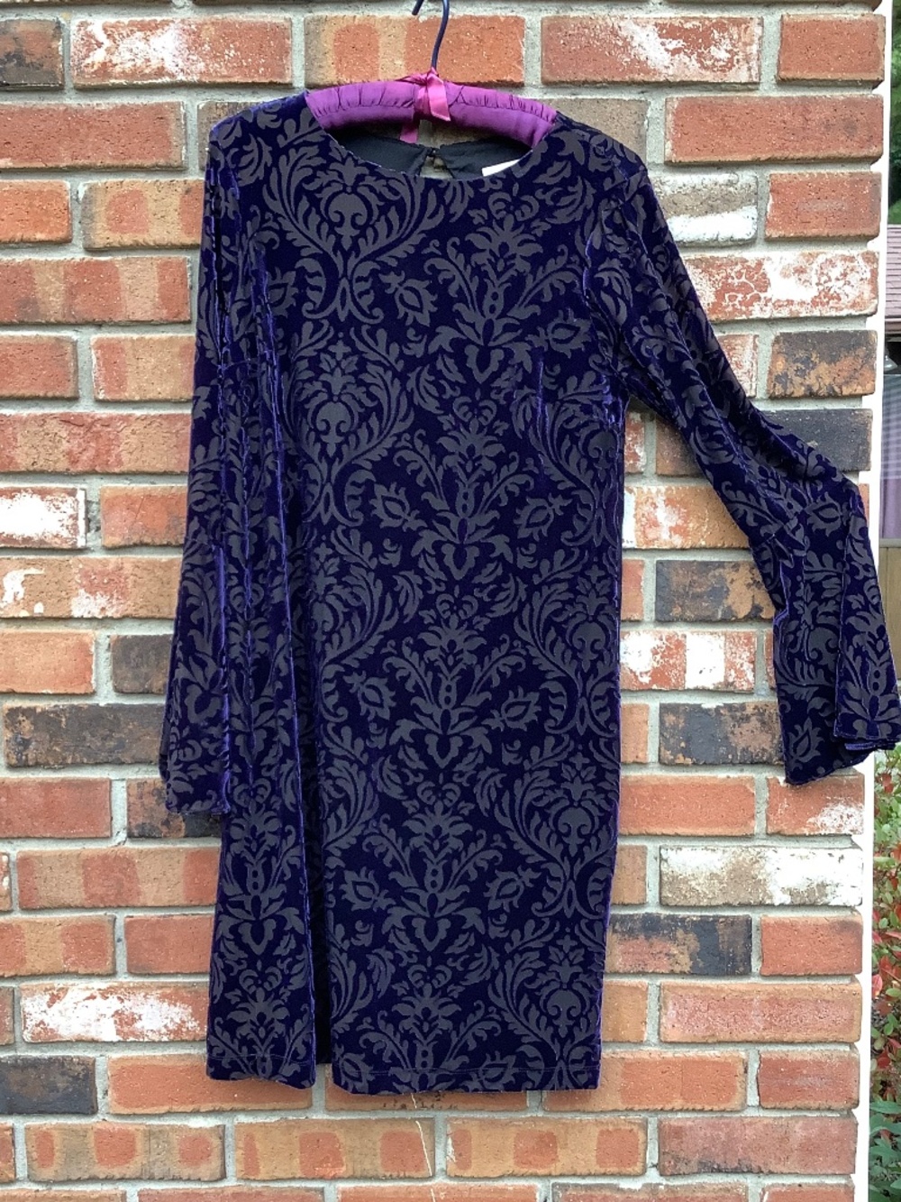 Midnight Blue Velvet Burnout Dress